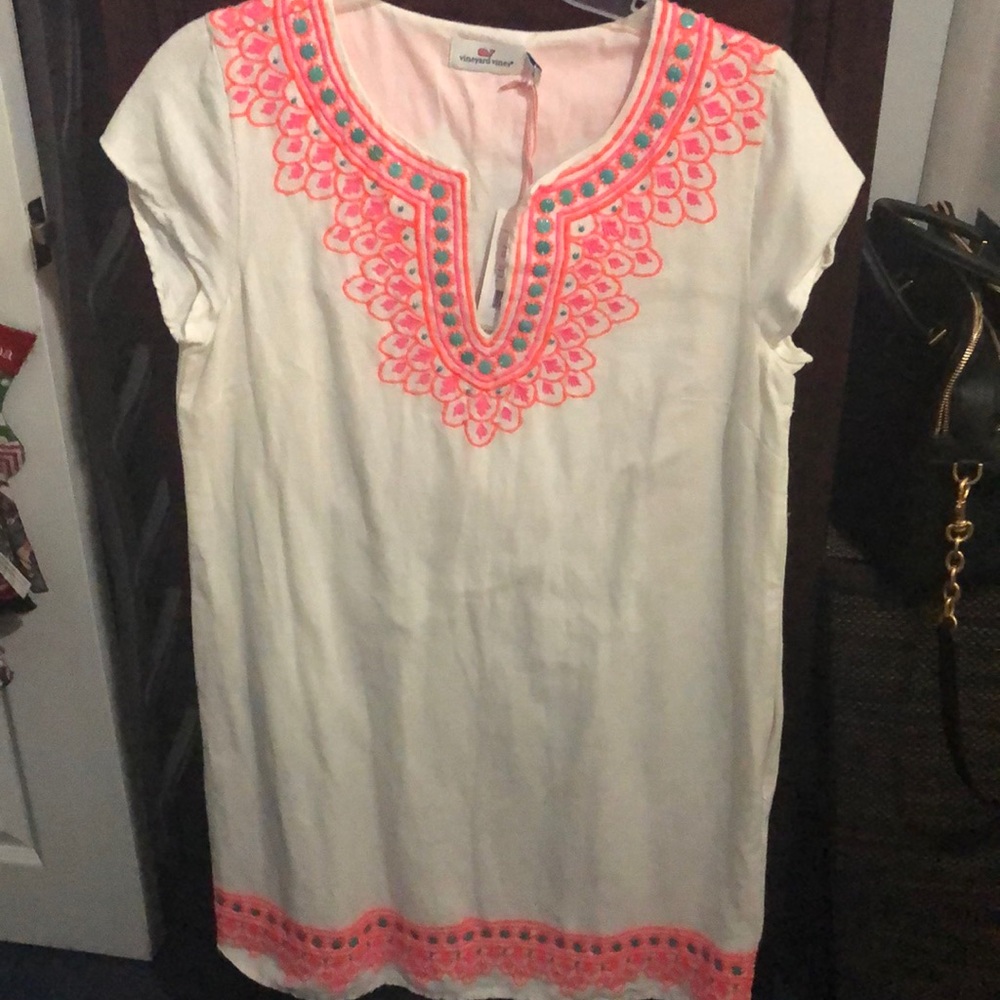 NWT Vineyard Vines Linen Embroidered Tunic Dress